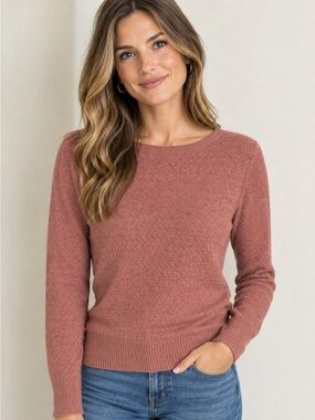 Milano Textured Crewneck Sweater in Dusty Rose